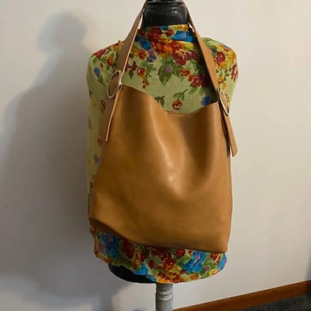 Susan Joy Camel Vegan Leather Hobo with Tassel